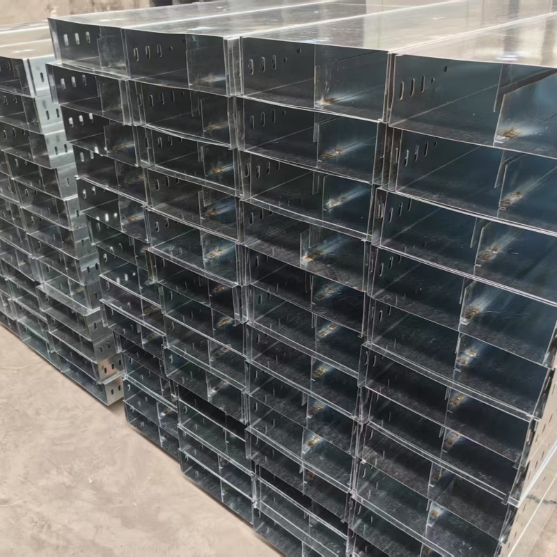 Trough Type Hot Dipped Galvanized Cable Tray / Cable Management Trough 50mm~1000mm