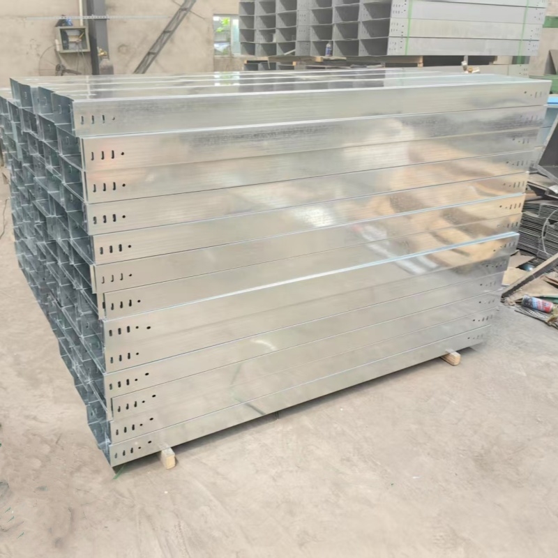Trough Type Hot Dipped Galvanized Cable Tray / Cable Management Trough 50mm~1000mm